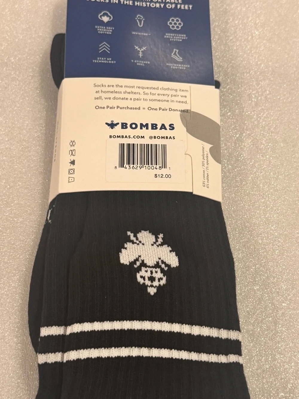 Bombas 5 Pack Crew Calf Socks Size Large Brand New Unisex Blk 5 Pairs NWT WHITE